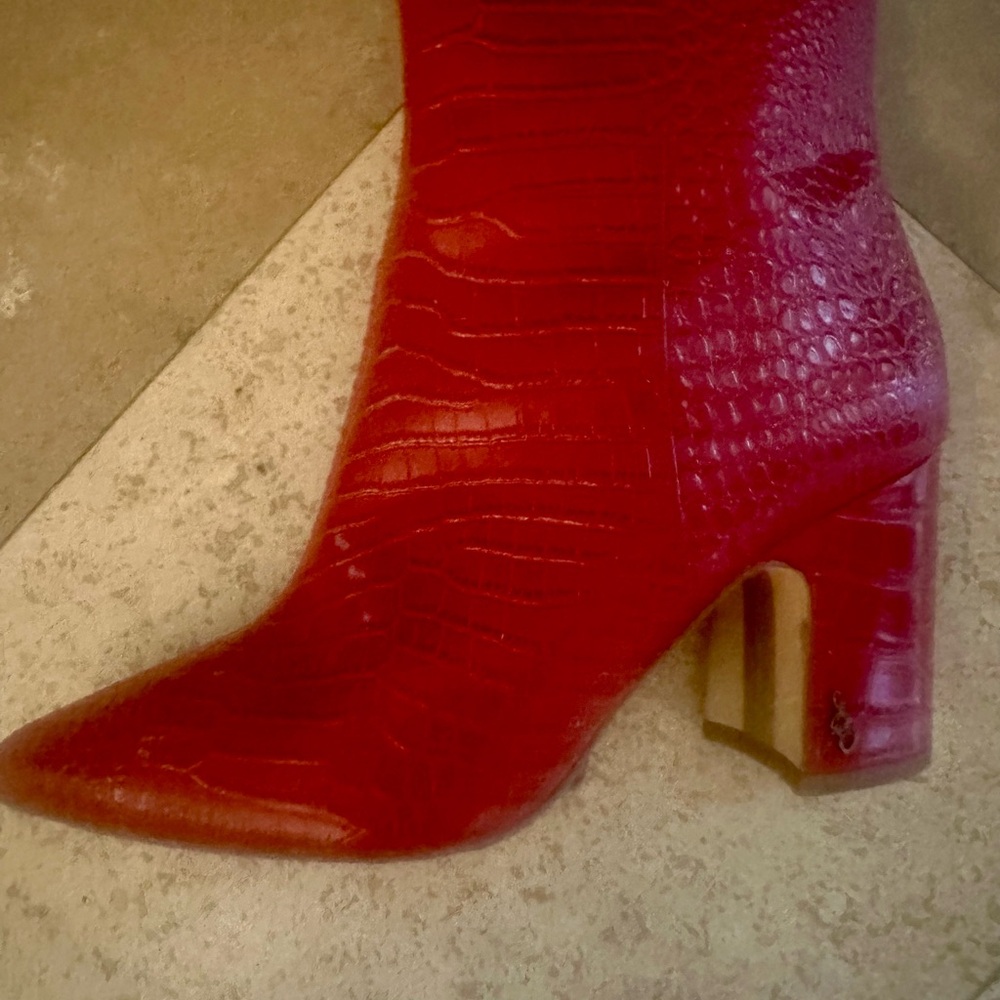 Sam Edema. Elegant Red Leather Embossed Women's Boots